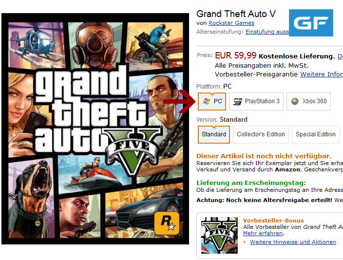 PC: GTA 5 auf Amazon.de